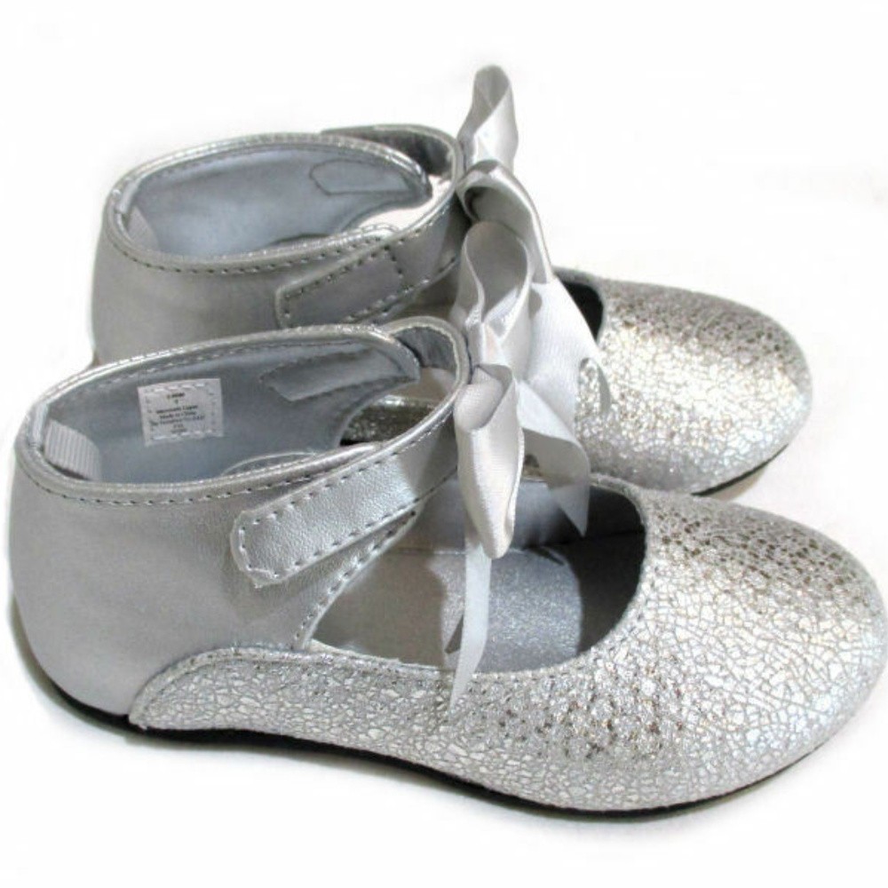 NEW Baby Deer Silver T-Strap Mary Janes Shoes Girls‎ sz 2 Infant sz 10